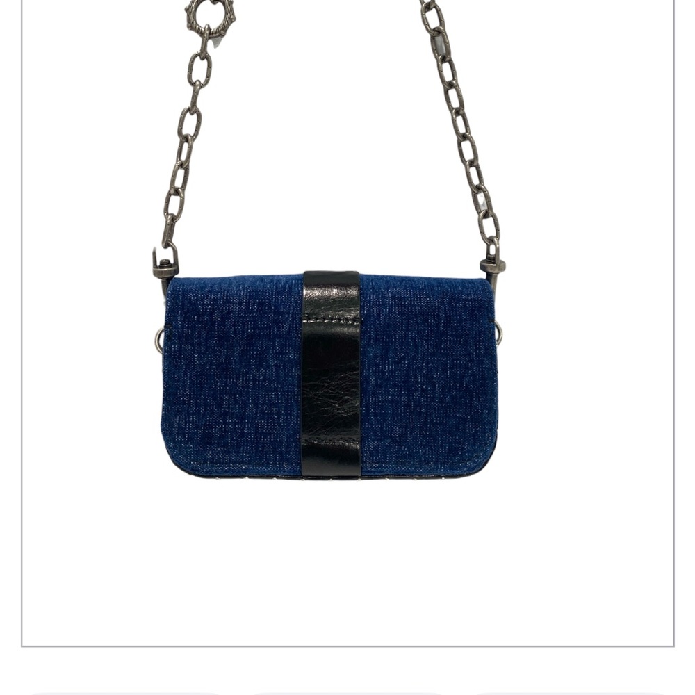 Zadig & Voltaire Kate Denim Wallet On A Chain Crossbody Clutch - Picture 7 of 17